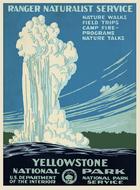 Beautiful, colorful, vintage poster of the Yellowstone National Park, USA