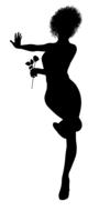 silhouette of dancing woman with rose