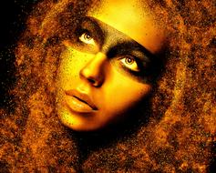 portrait of a woman with yellow paint on her face