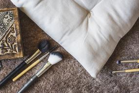 pillow and brushes