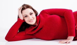 woman in red pullover