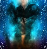 Woman Underwater abstract colors