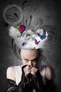 Illustration of a woman in thoughts
