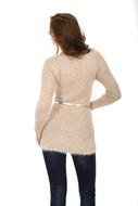 Back view of the posing woman, at white background
