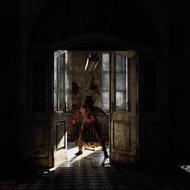 Horror, Bloody woman in darkness