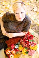 Young Woman Fall flowers