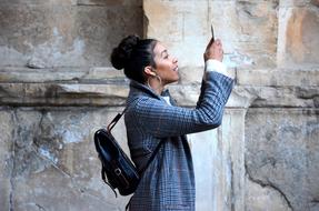 stylish young woman taking selfie with Mobile Phone