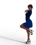 woman in a blue dress as a 3d model
