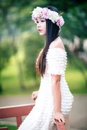 young asian Girl in floral wreath