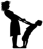 black silhouette, mom and boy are dancing