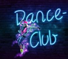 neon shining light dance club