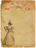 old vintage parchment lady
