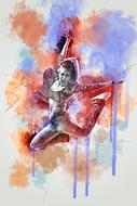 Girl Jumping abstract drawing