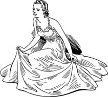 drawing of vintage dress fashion female