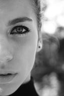 Woman Beautiful Young face black and white