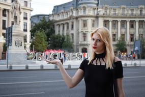 photo of a girl on the street in bucharest