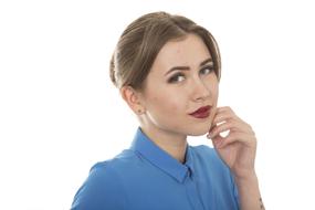 portrait of a girl in a blue shirt