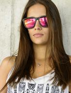 young Girl in pink sunglasses