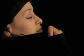 woman listening to the music