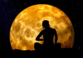 woman silhouette meditation yoga moon