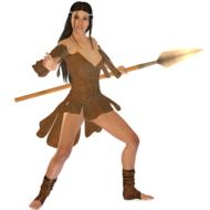 Beautiful woman warrior with the spear, on clipart