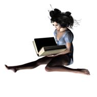 3D image of a girl with a book in her hands