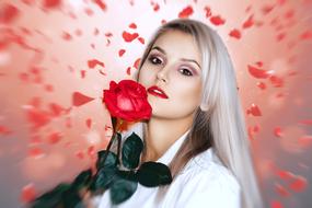 Girl red rose
