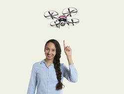 Cctv Quadrocopter Camera and girl