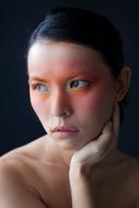 portrait of an asian girl with a painted face