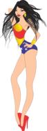 fashionable girl in shorts as a colorful illustration