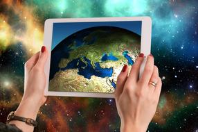 tablet with map display