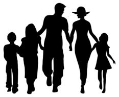 happy walking family