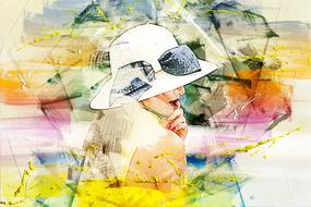girl in a hat as an art of abstraction