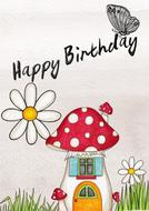 happy birthday card drawing house