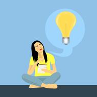 idea thinking writing creative girl drawing