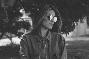 stylish woman portrait, black and white