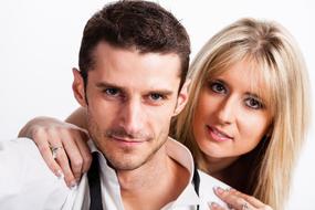 portrait of a young couple on a white background