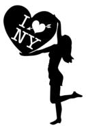 i love new york, girl with heart in hands drawing