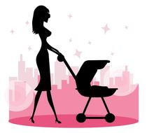 silhouette of woman with baby carriage