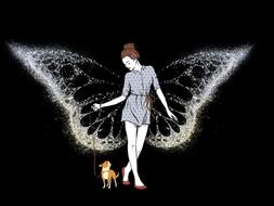 clipart of dog and butterfly woman