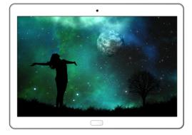 tablet moon woman silhouette drawing
