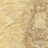 Beautiful, vintage drawing of the decorated musical instrument, clipart