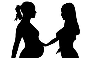maternity care as a black silhouettes