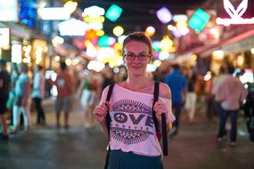 Woman Tourist Bag night street