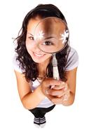 photo of a cute girl with a magnifying glass in her hands