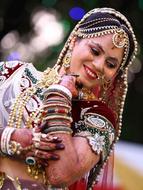 indian girl in traditional dress with jewelry