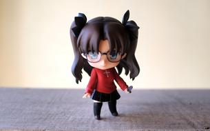 Colorful, cute and beautiful figure of the Japanese girl with glasses