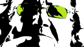 old art man green glasses drawing