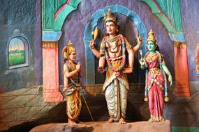 Hindu deities, colorful sculptures