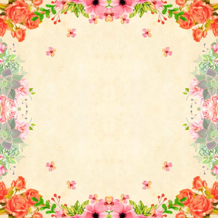 red background floral vintage drawing